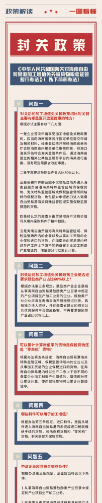 【关税解读】中华人民共和国海关对海南自由贸易港加工增值免关税货物税收征管暂行办法